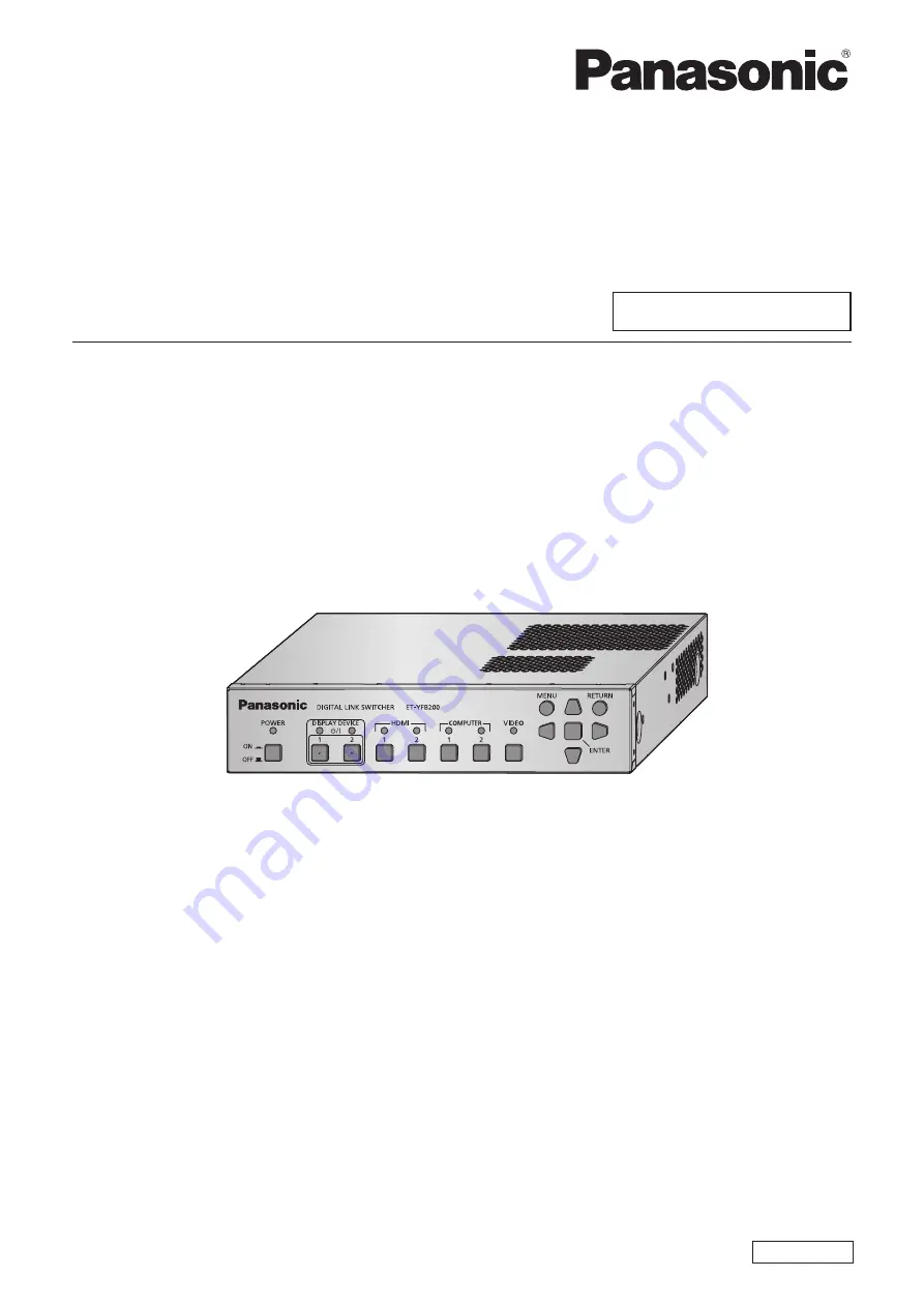 Panasonic ET-YFB200G Operating Instructions Manual Download Page 1