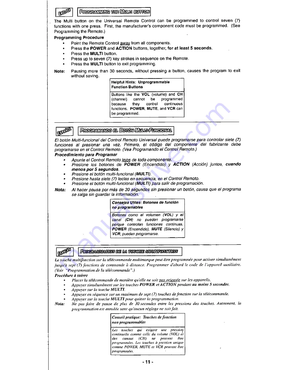 Panasonic EUR511170B Quick Reference Manual Download Page 11