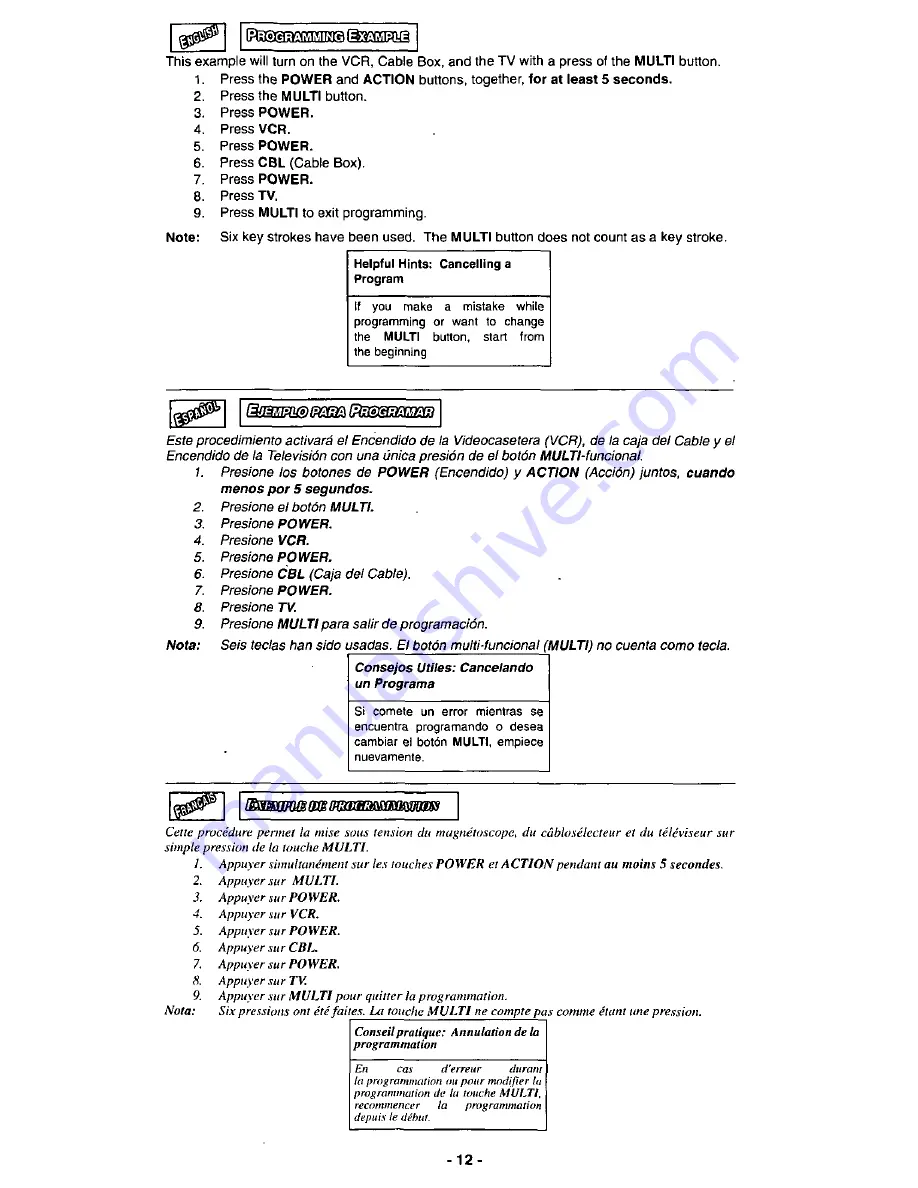 Panasonic EUR511170B Quick Reference Manual Download Page 12