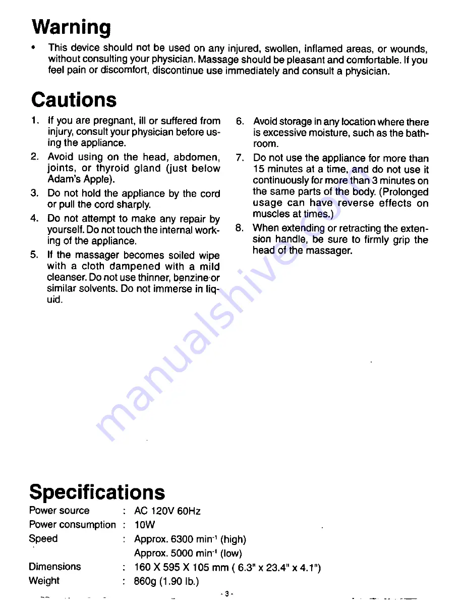 Panasonic EV-320 Operating Instructions Manual Download Page 4