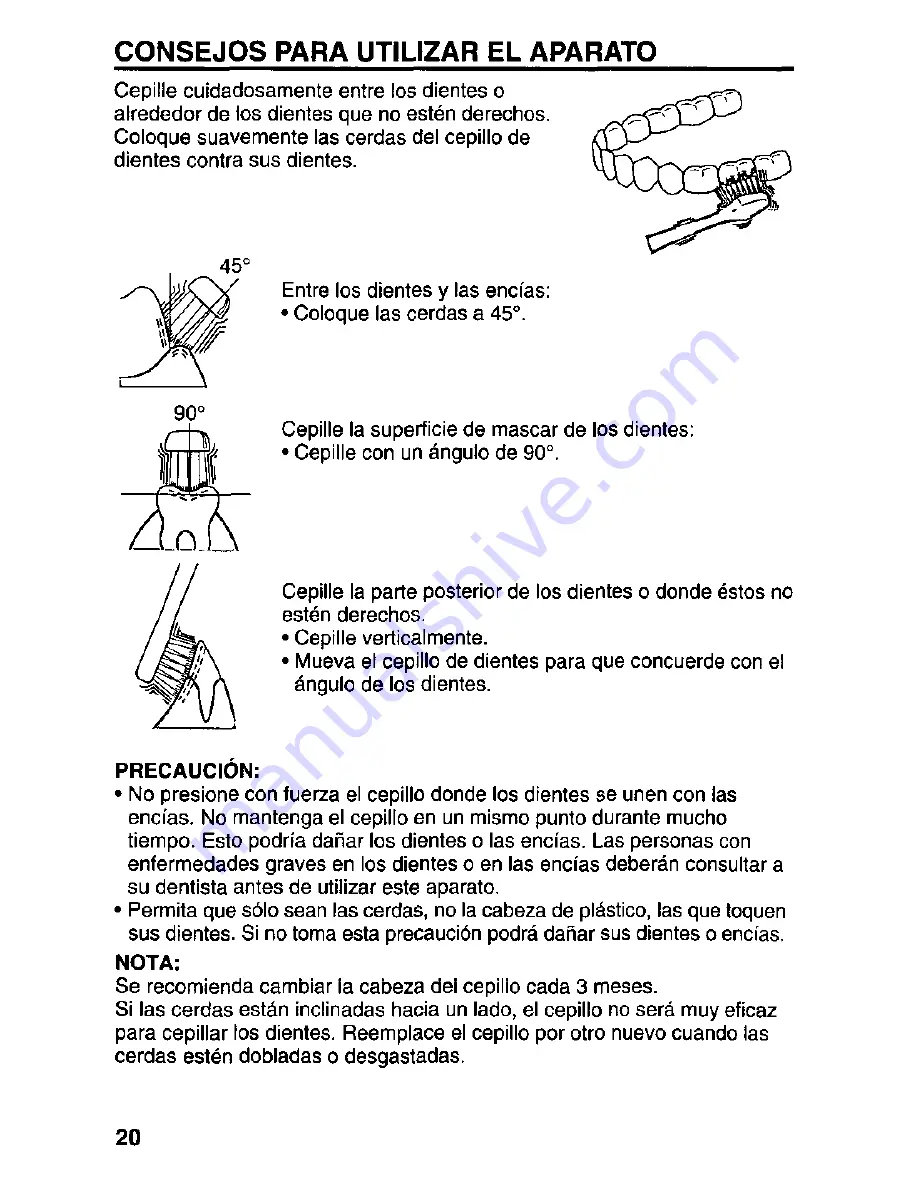 Panasonic EW-1000 Operating Instructions Manual Download Page 20