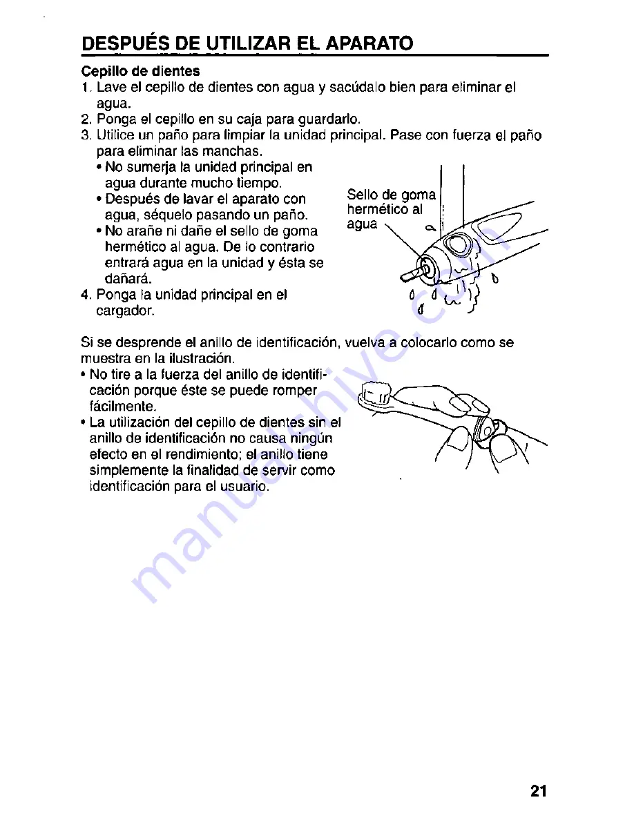 Panasonic EW-1000 Operating Instructions Manual Download Page 21