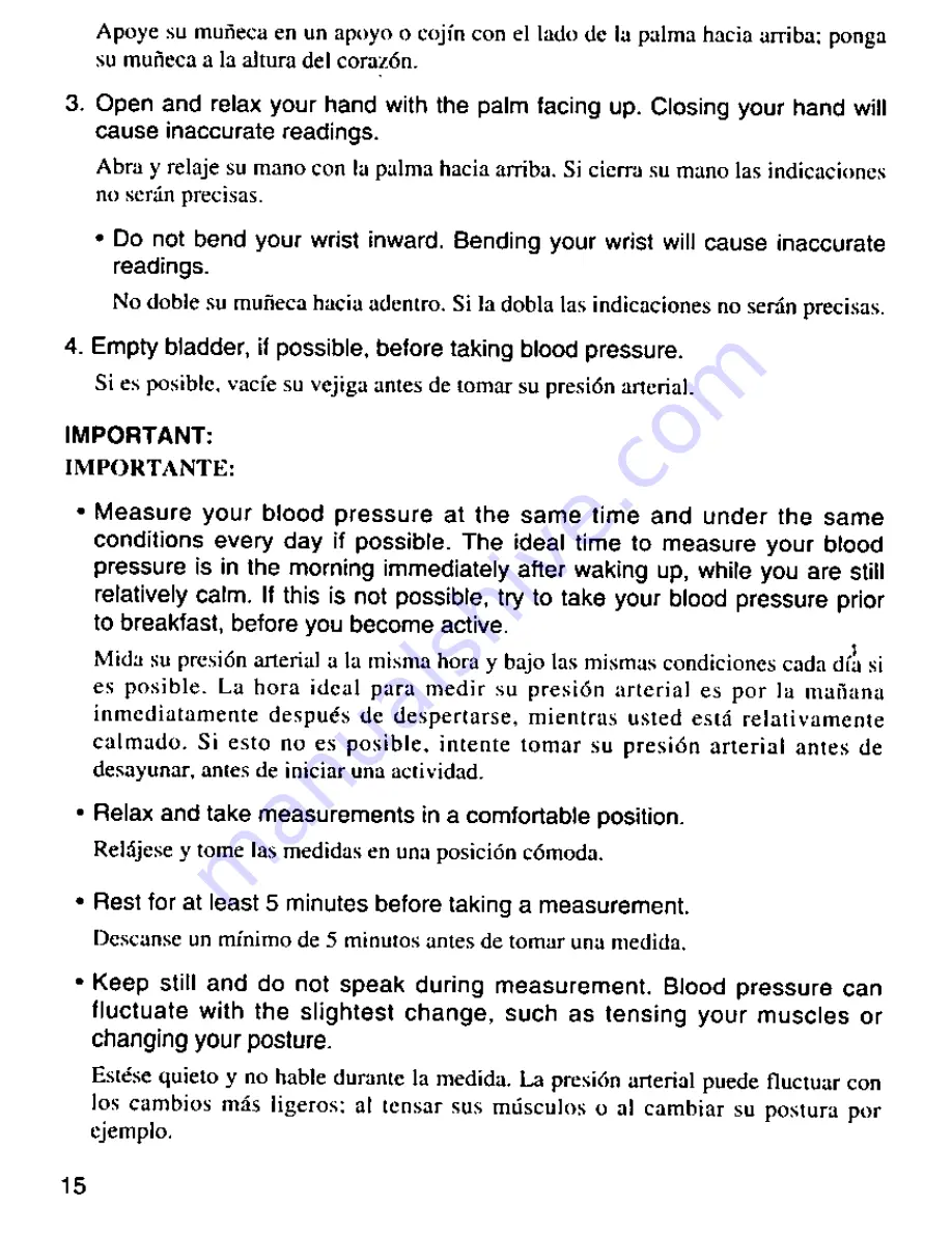 Panasonic EW-280 Operating Manual Download Page 16