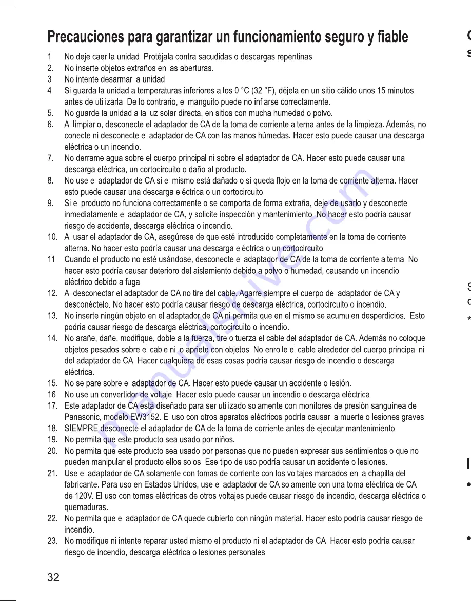 Panasonic EW-3152 Operating Instructions Manual Download Page 32