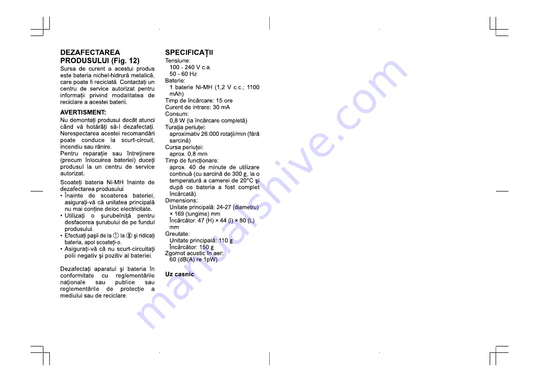 Panasonic EW1031A Operating Instructions Manual Download Page 70