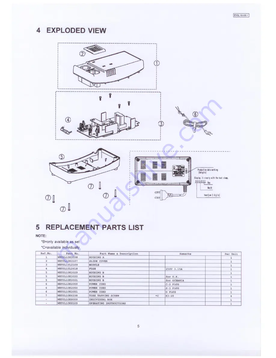 Panasonic EY0L10-X8 Скачать руководство пользователя страница 5