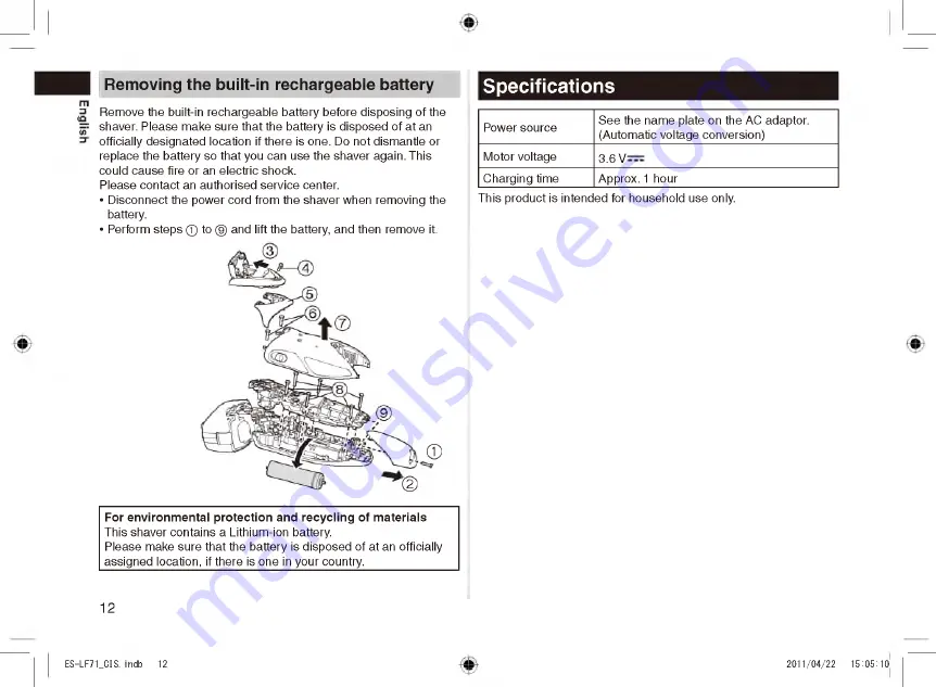 Panasonic EZ-LF71 Operating Instructions Manual Download Page 12