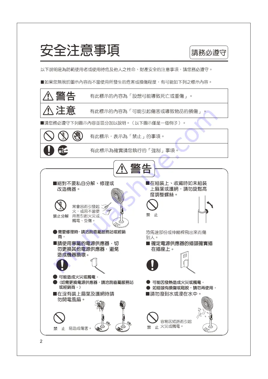 Panasonic F-35TMH Operating Instructions Manual Download Page 2