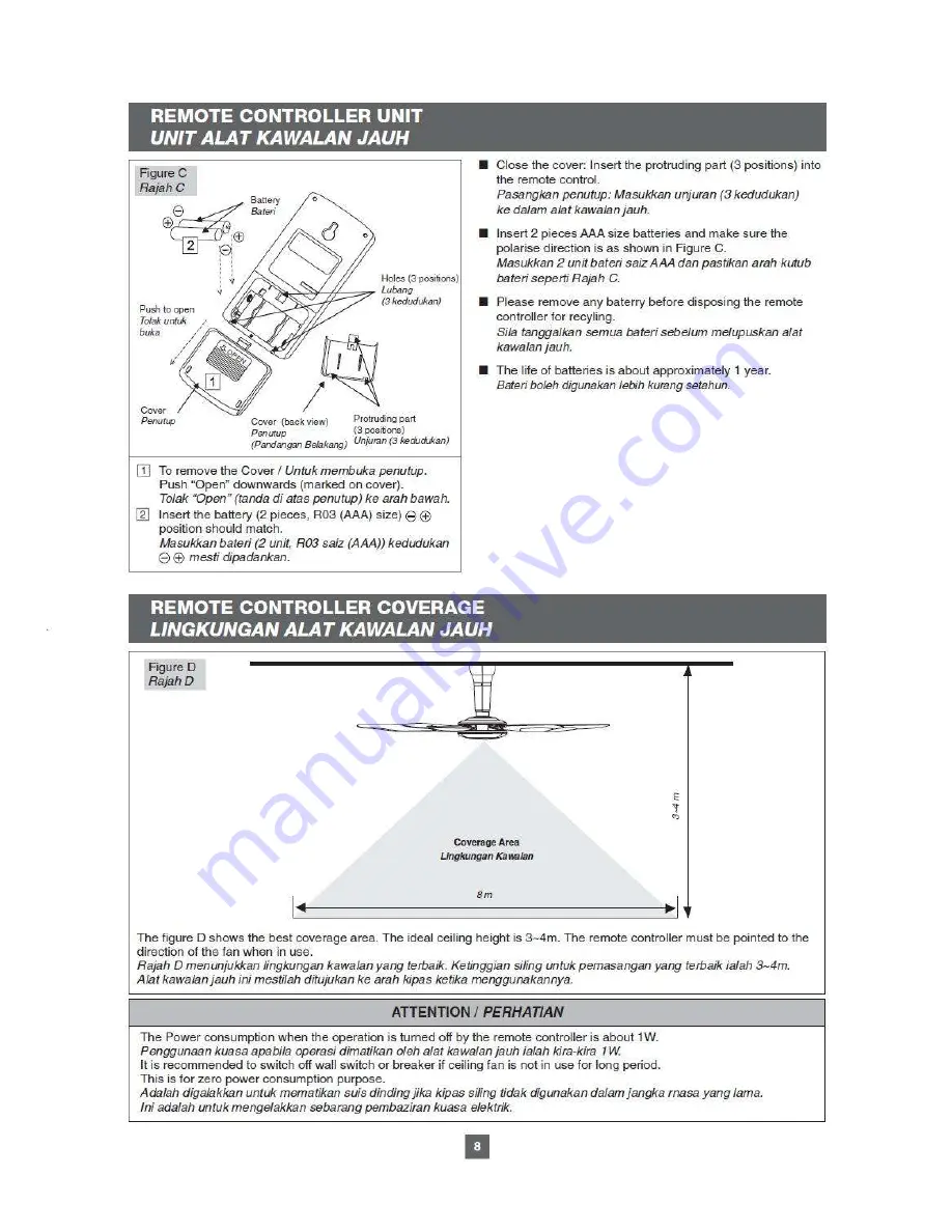 Panasonic F-M15E6 Operating Installation And Instructions Download Page 8