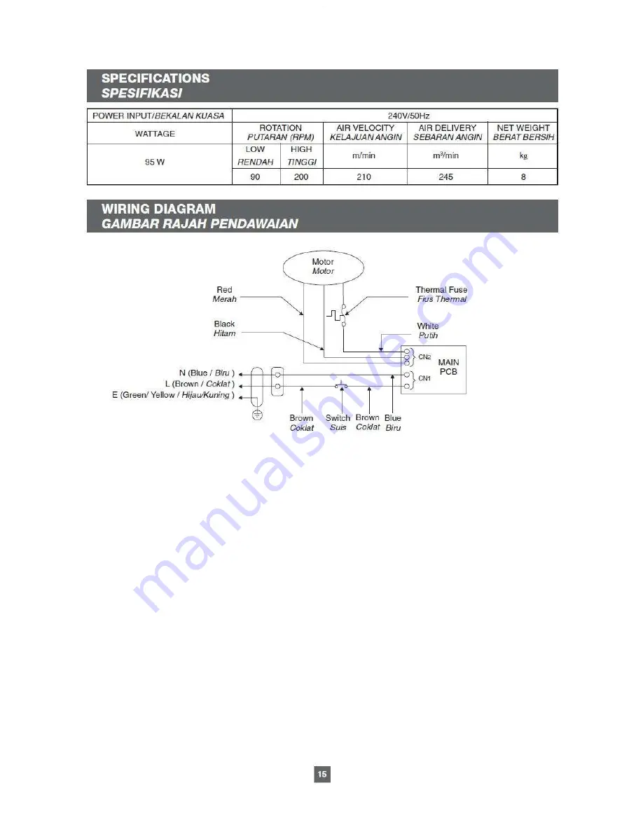 Panasonic F-M15E6 Скачать руководство пользователя страница 15