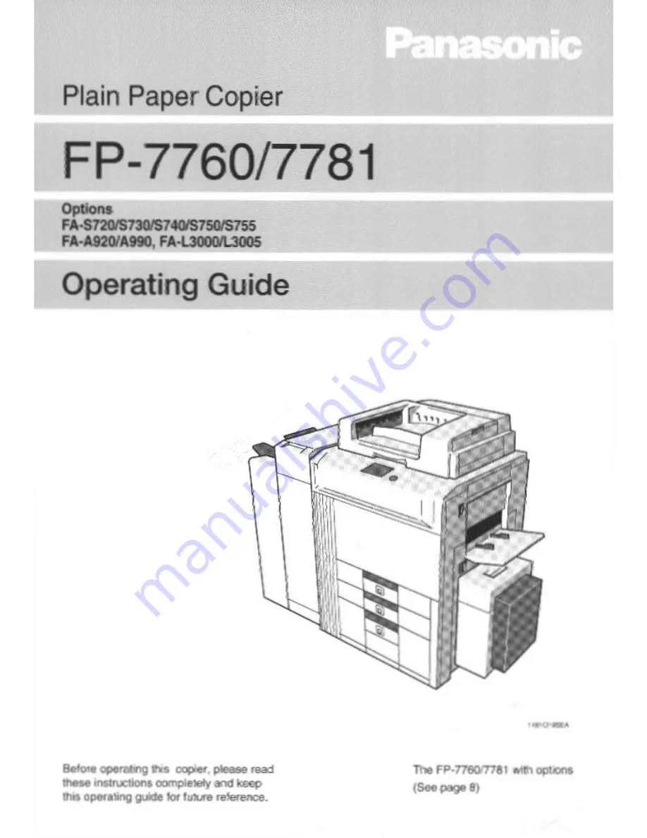 Panasonic FP-7760 Operating Manual Download Page 1