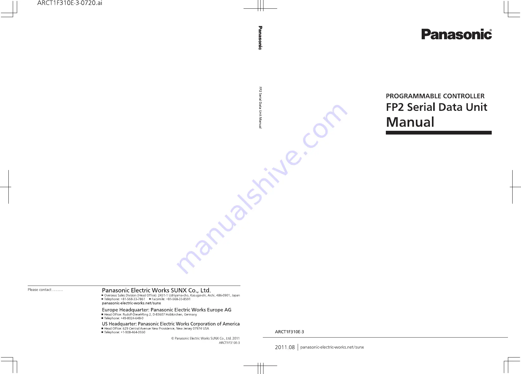 Panasonic FP2 Series User Manual Download Page 1