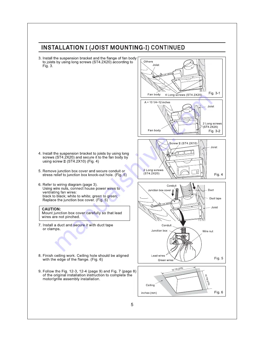 Panasonic FV-05-11VF2 Supplementary Installation Instructions Download Page 5