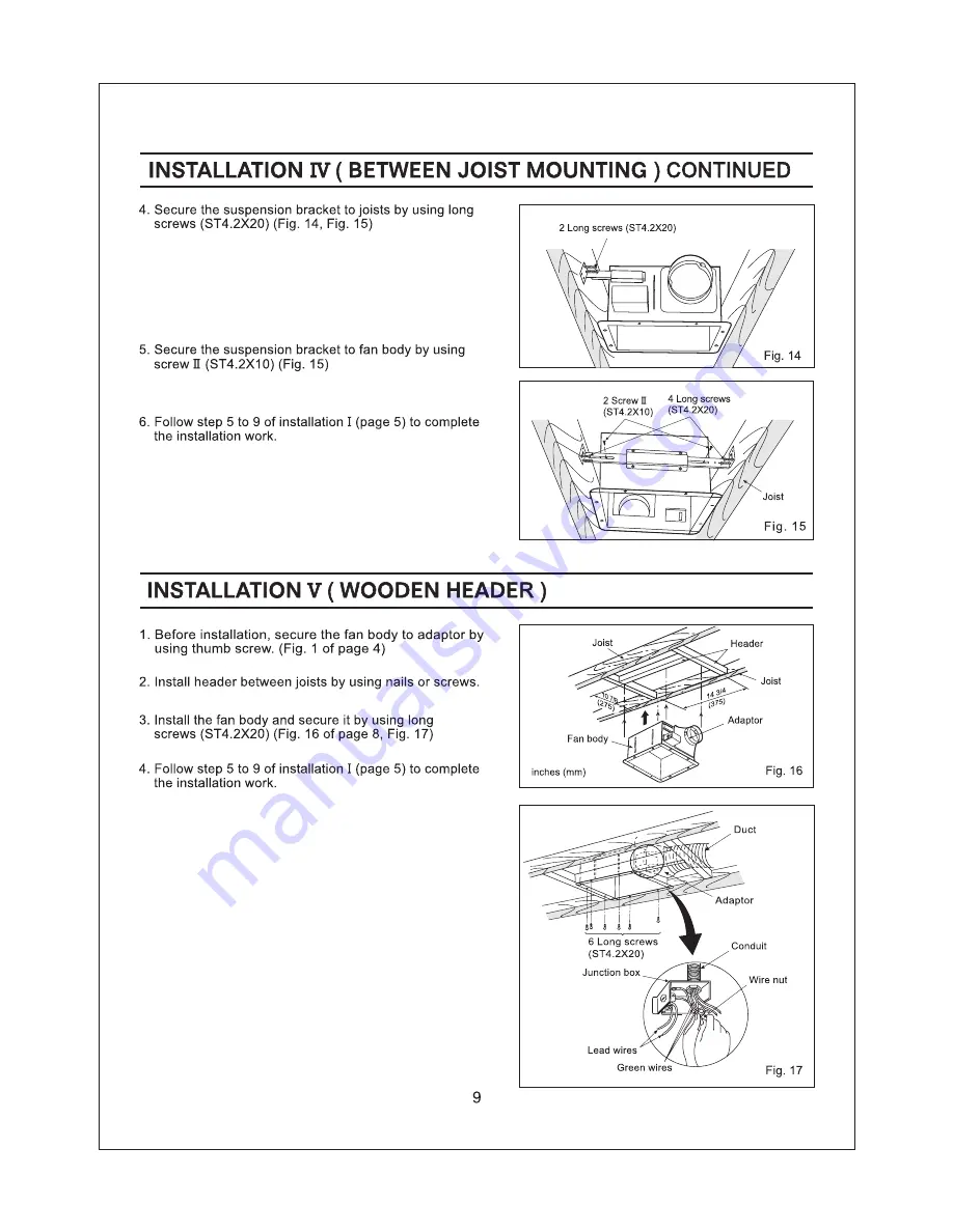 Panasonic FV-05-11VF2 Supplementary Installation Instructions Download Page 9