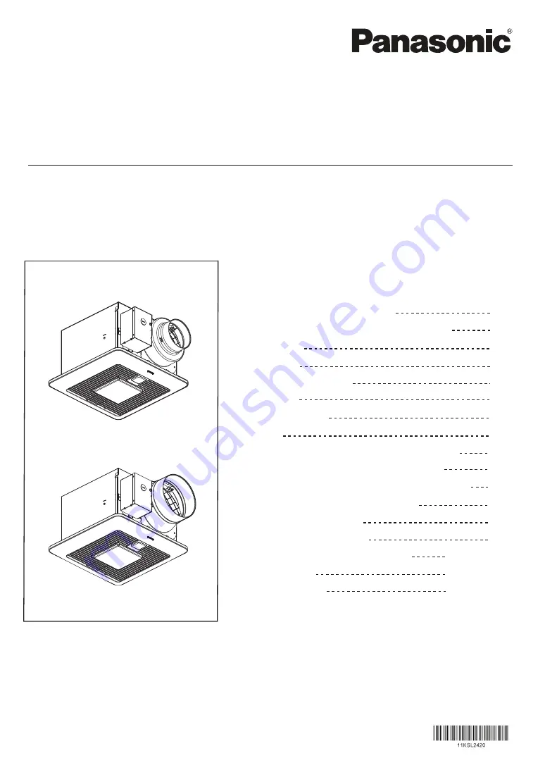 Panasonic FV-0511VKL2 Installation Instructions Manual Download Page 1