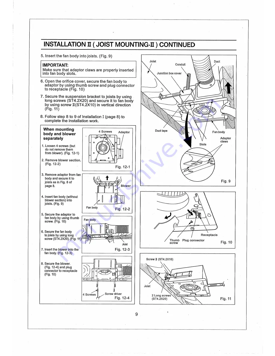 Panasonic FV-05VF2 Installation Instructions Manual Download Page 9