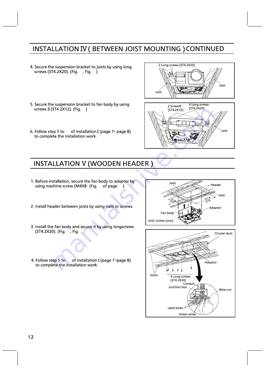 Panasonic FV-05VFL4 Installation Instructions Manual Download Page 12