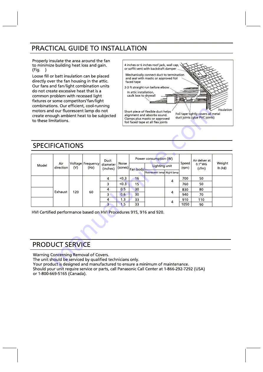 Panasonic FV-05VFL4 Installation Instructions Manual Download Page 15