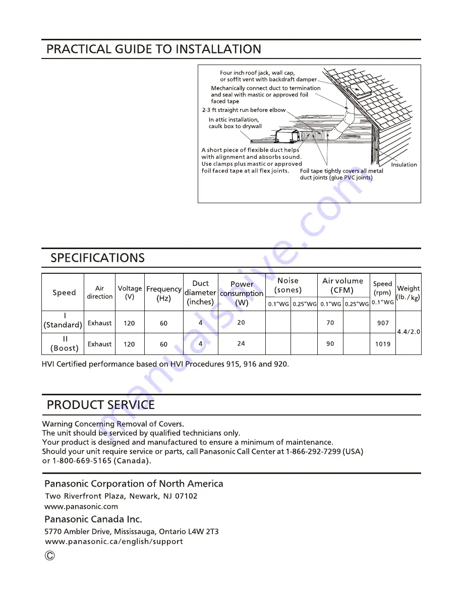 Panasonic FV-07VBA1 Installation Instruction Download Page 8