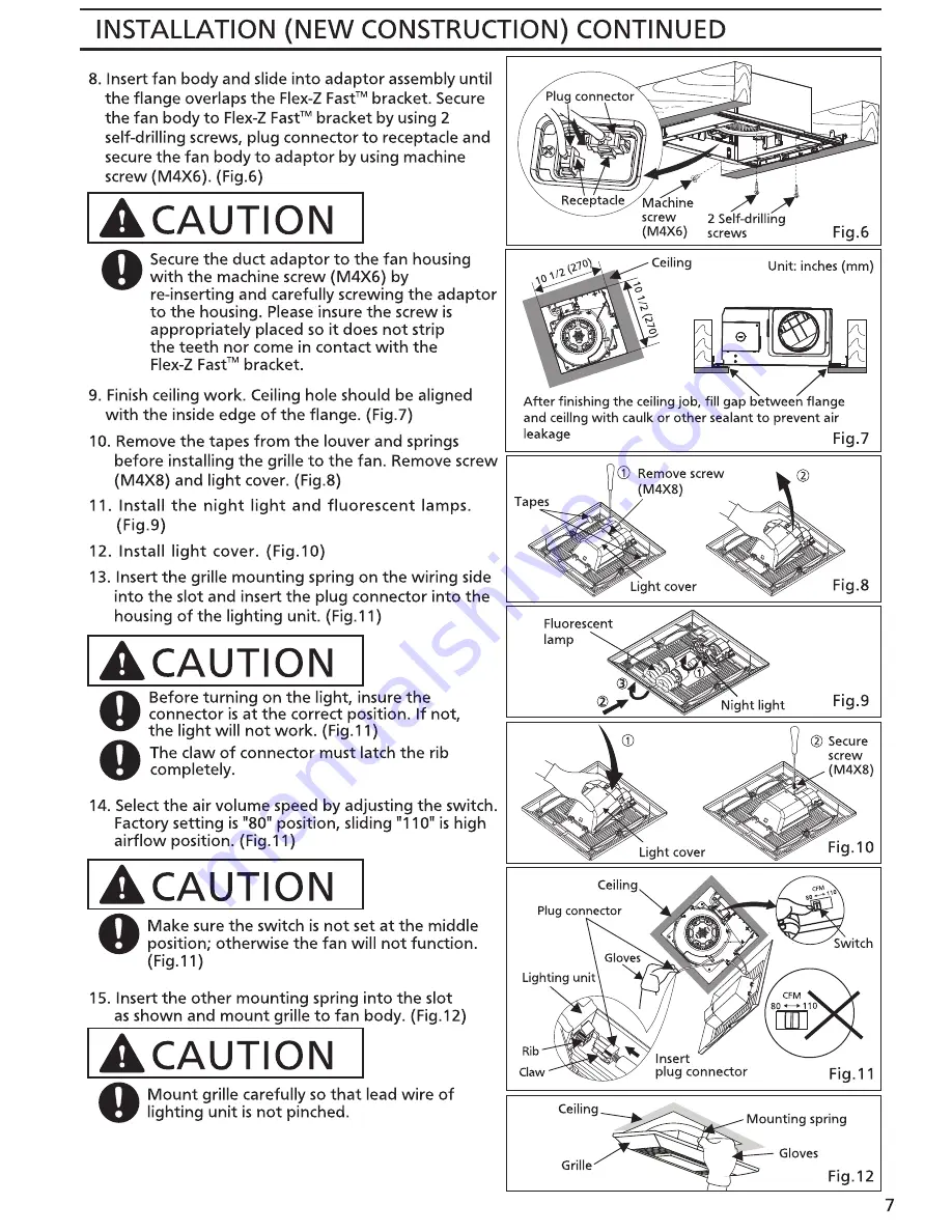 Panasonic FV-08-11VFL5 Installation Instructions Manual Download Page 7