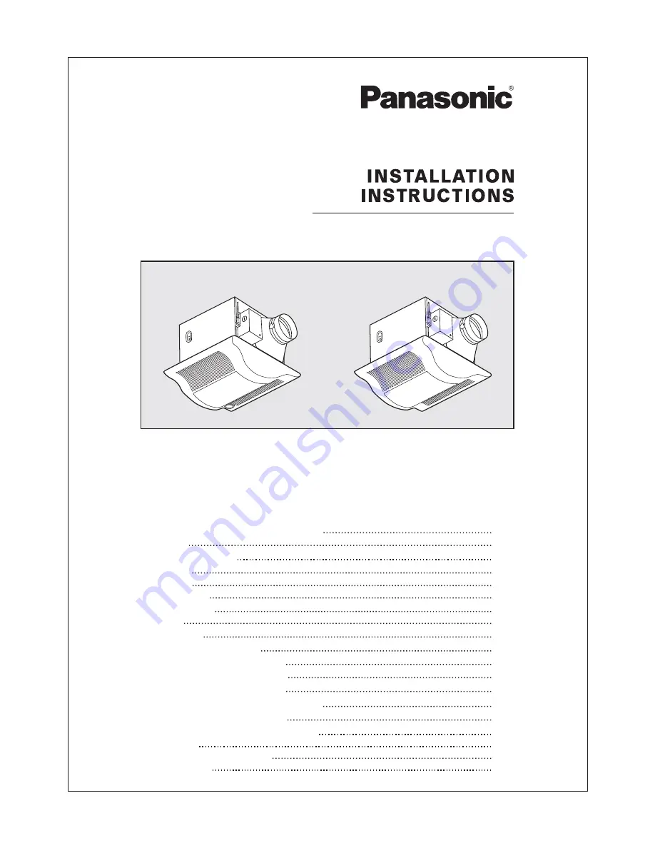 Panasonic FV-08VKML1 Installation Instructions Manual Download Page 1