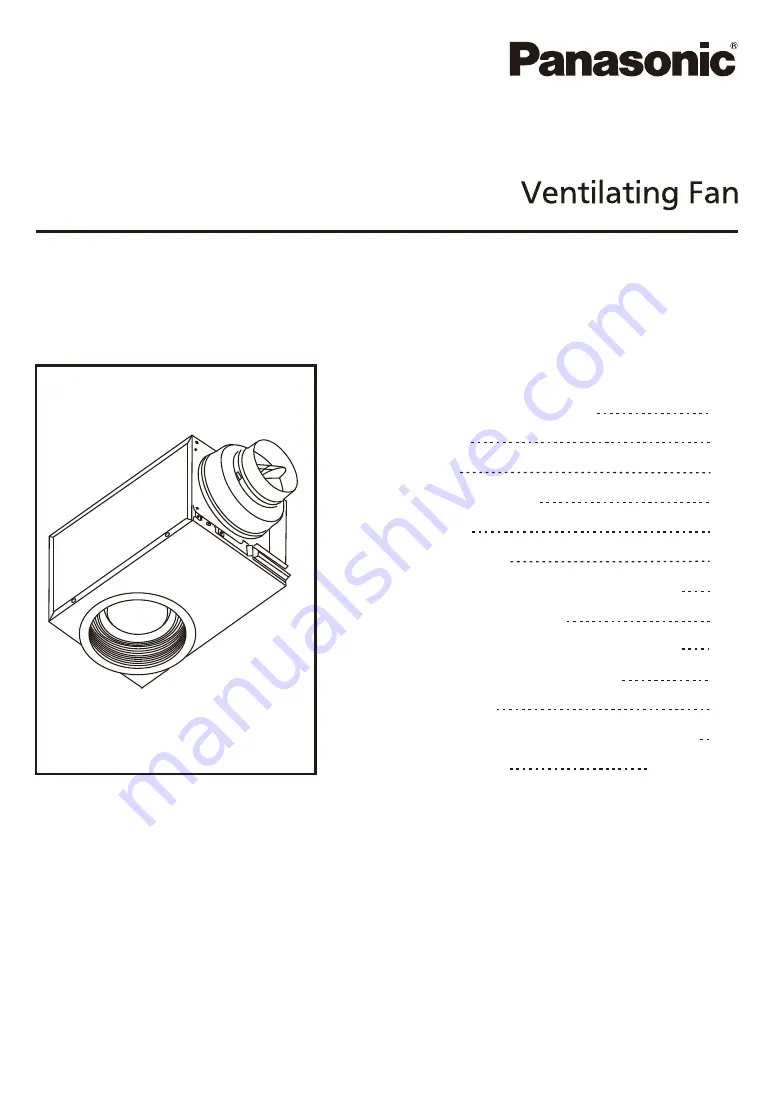 Panasonic FV-08VRE1 Installation Instructions Manual Download Page 1