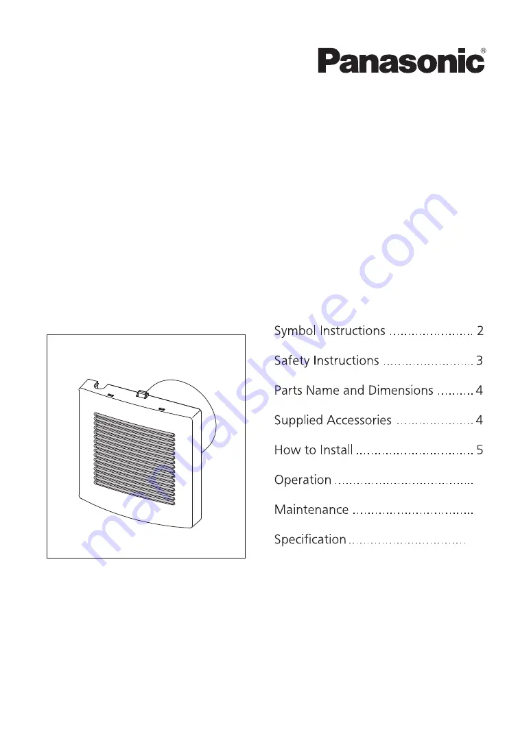 Panasonic FV-10EGF1 Installation And Operating Instructions Manual Download Page 1