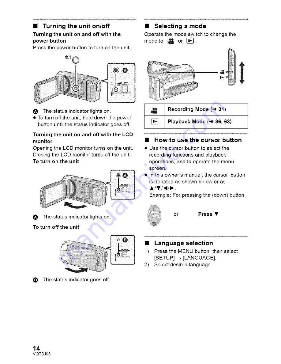 Panasonic HDC-SD40P Owner'S Manual Download Page 14