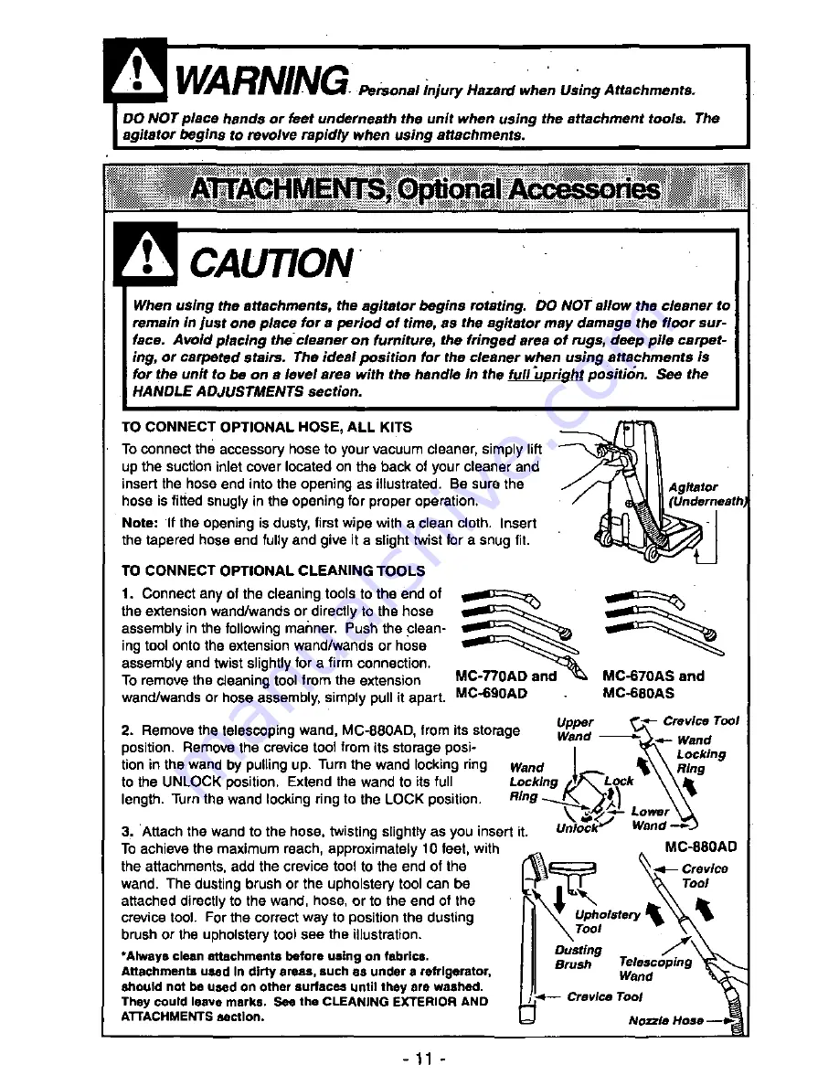 Panasonic HeavyDuty Plus MC-V5502 Operating Instructions Manual Download Page 11