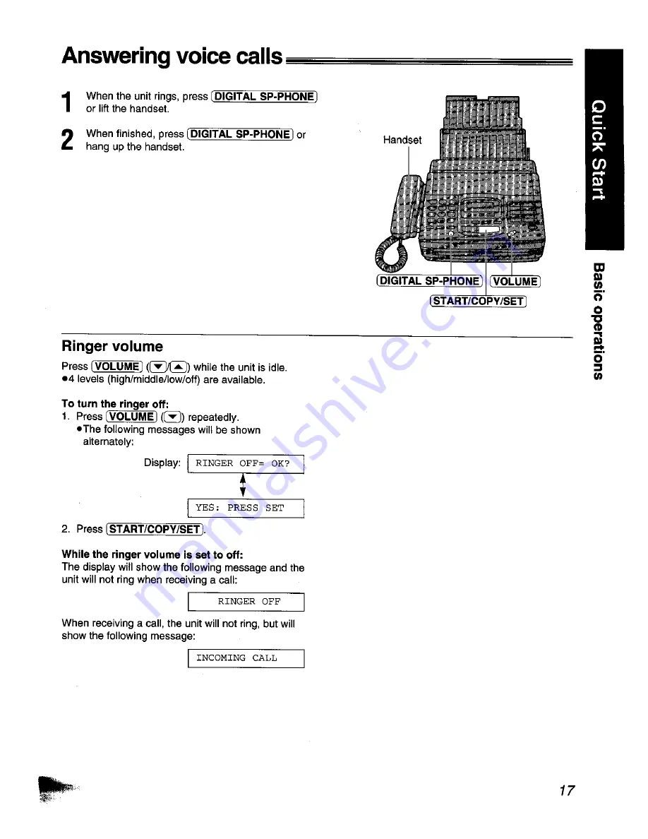 Panasonic KX-F1110NZ Operating Instructions Manual Download Page 17