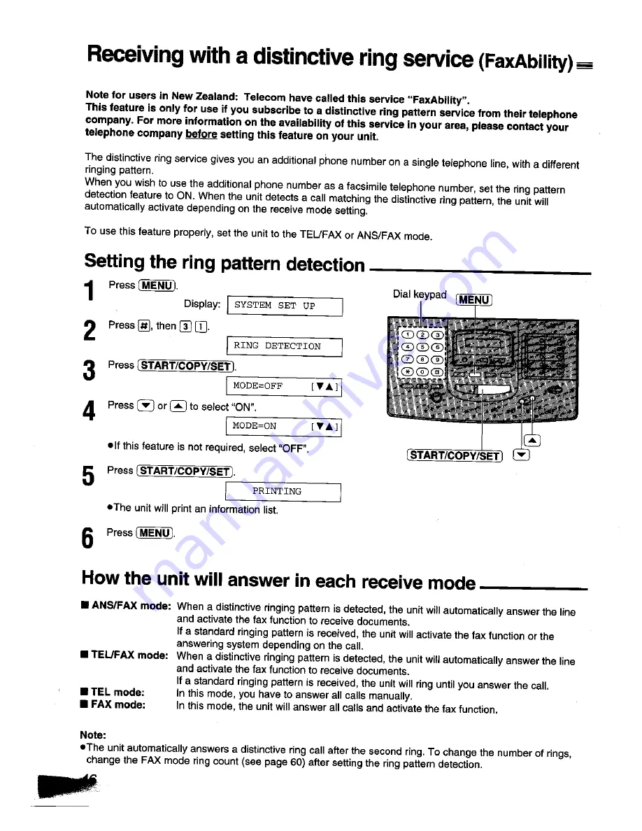 Panasonic KX-F1110NZ Operating Instructions Manual Download Page 44