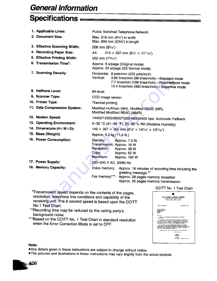 Panasonic KX-F1110NZ Operating Instructions Manual Download Page 104