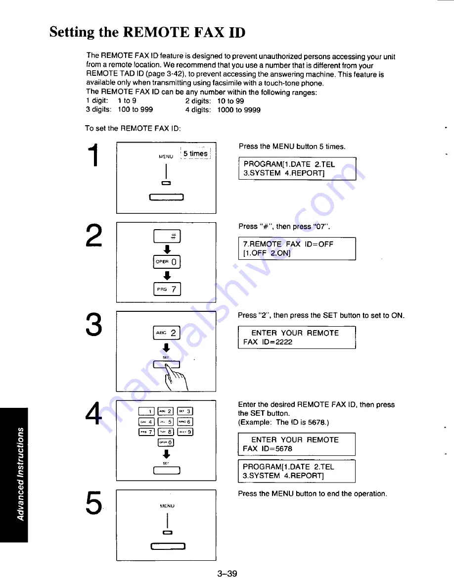 Panasonic KX-F215 Operating Instructions Manual Download Page 104