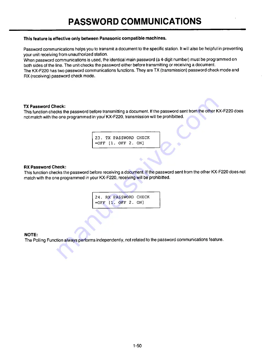 Panasonic KX-F220 Operating Instructions Manual Download Page 71