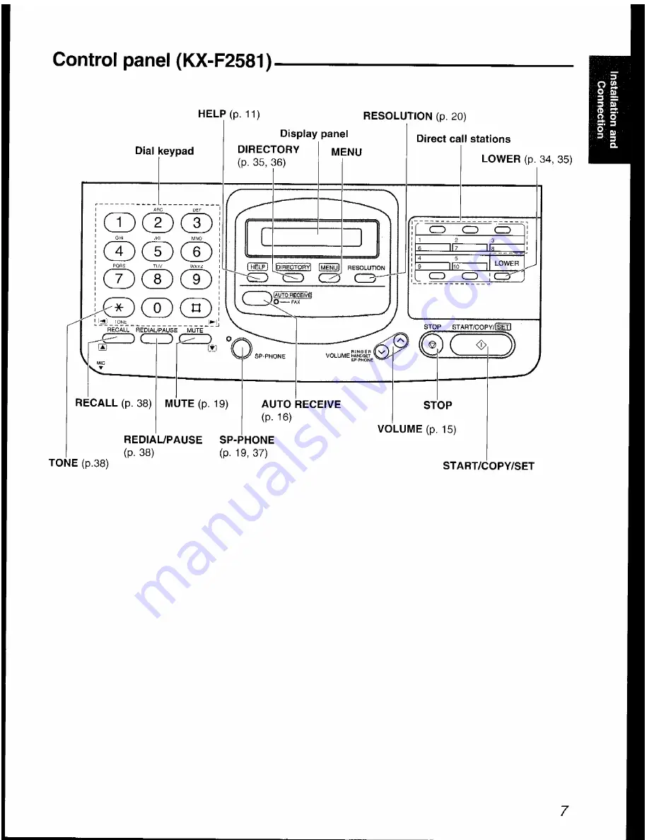 Panasonic KX-F2581AL Operating Instructions Manual Download Page 7