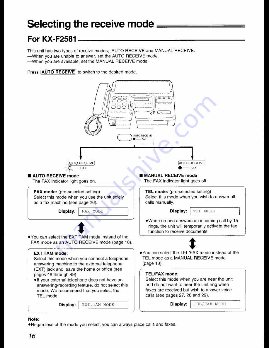 Panasonic KX-F2581AL Operating Instructions Manual Download Page 16