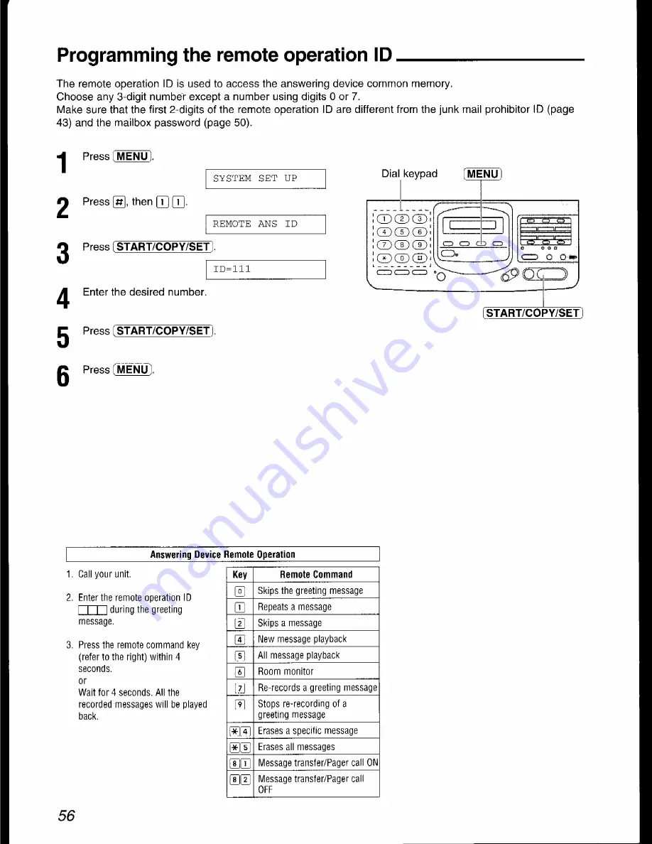 Panasonic KX-F2581AL Operating Instructions Manual Download Page 56