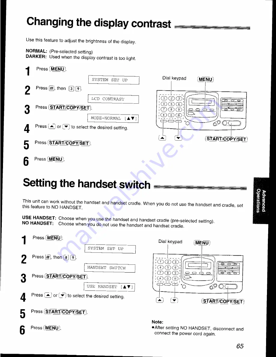 Panasonic KX-F2581AL Operating Instructions Manual Download Page 65