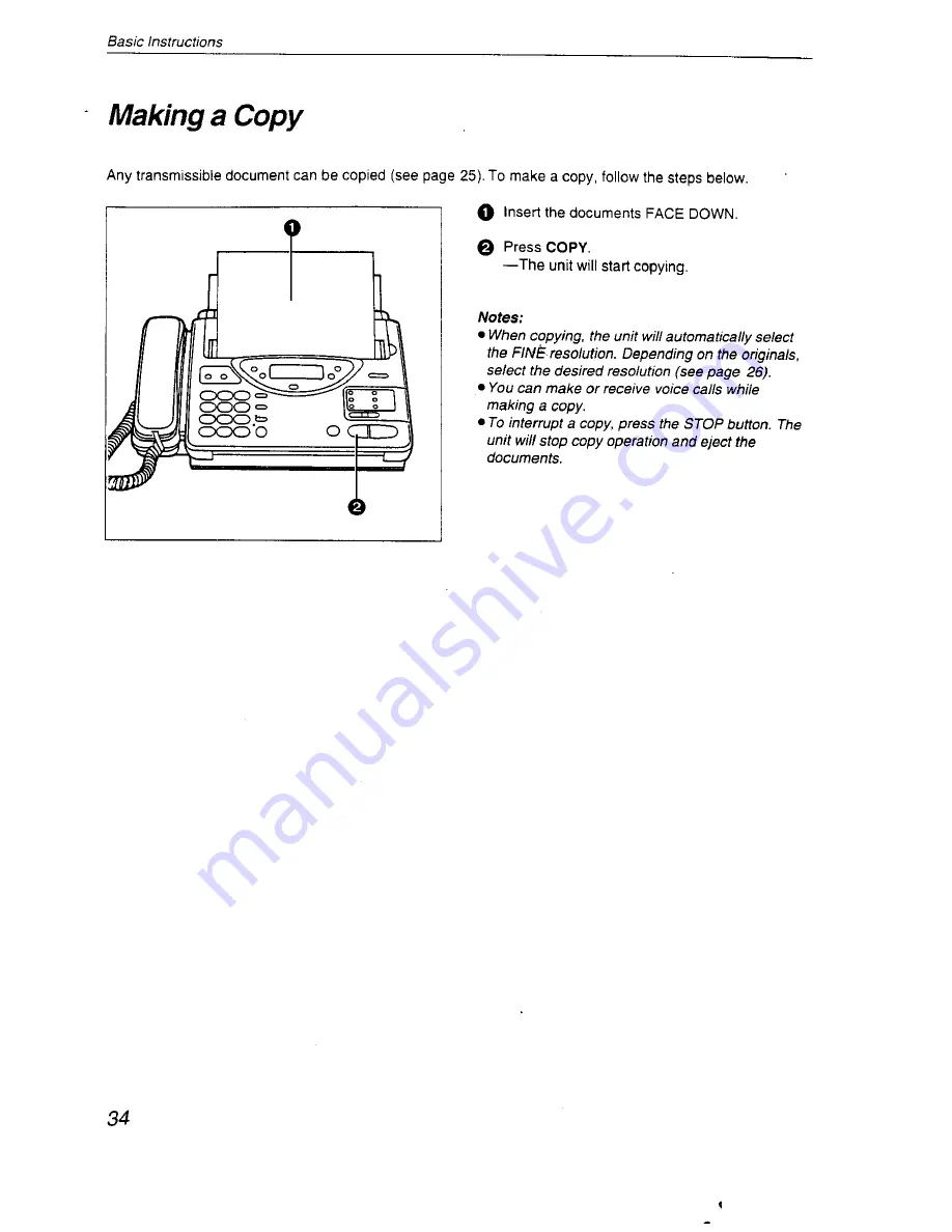 Panasonic KX-F2710NZ Operating Instructions Manual Download Page 34