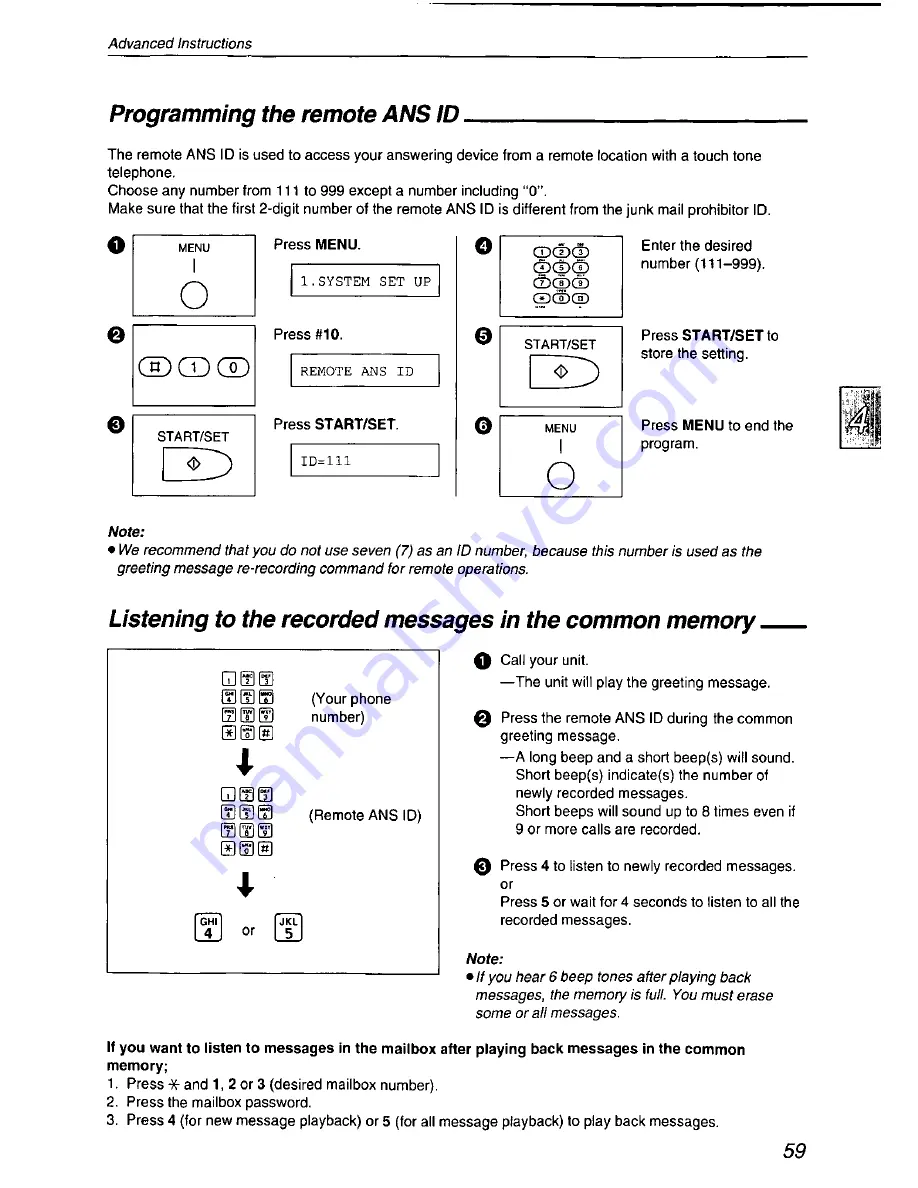 Panasonic KX-F750 Operating Instructions Manual Download Page 59