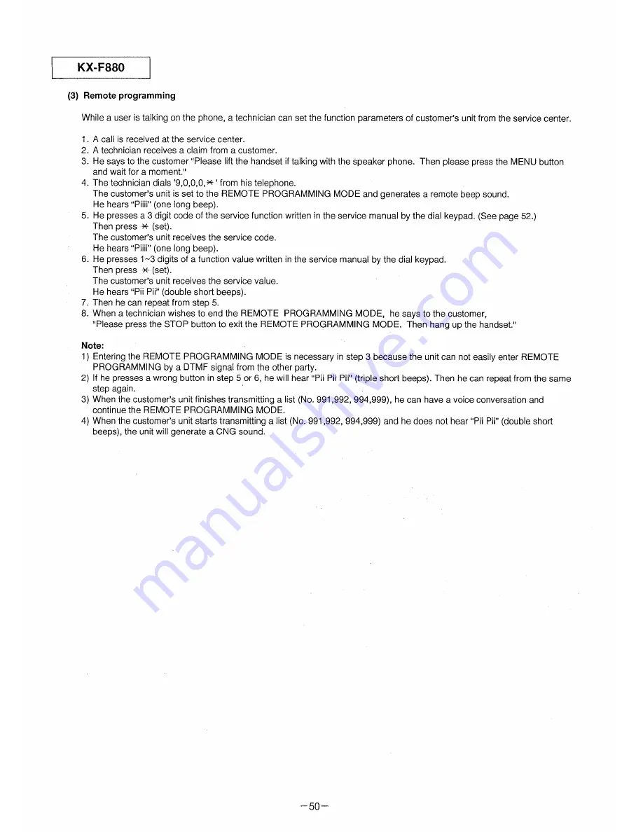 Panasonic KX-F880 Service Manual Download Page 50