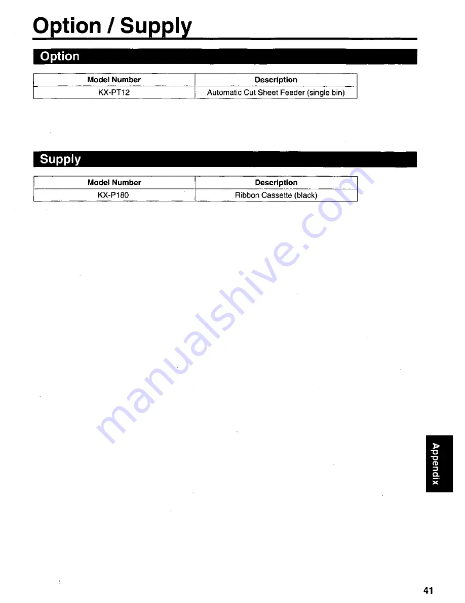 Panasonic KX-P1131 - KX-P 1131 B/W Dot-matrix Printer Operating Instructions Manual Download Page 41