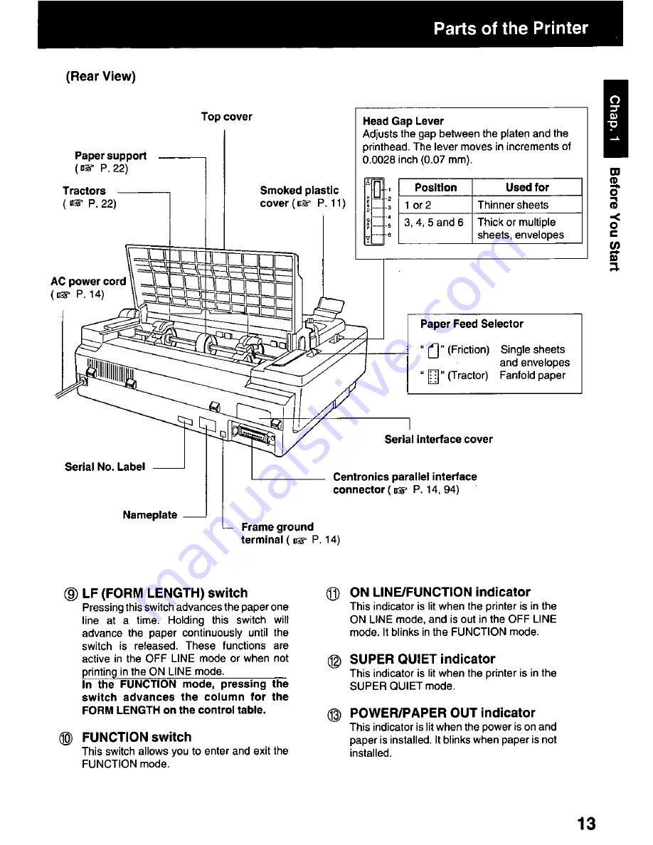 Panasonic KX-P3123 - KX-P 3123 B/W Dot-matrix Printer Скачать руководство пользователя страница 13