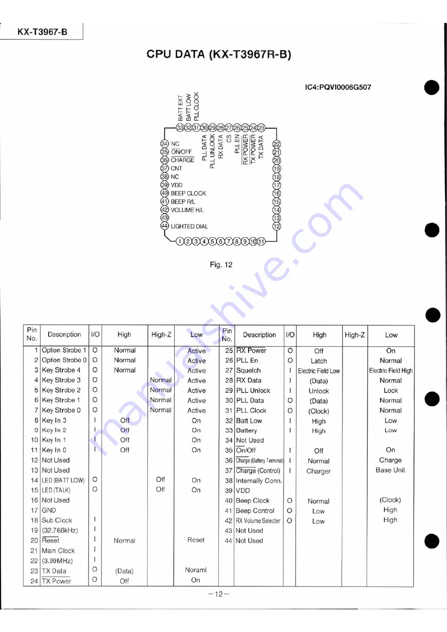 Panasonic KX-T3967-B Service Manual Download Page 14