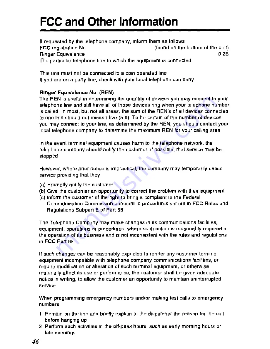 Panasonic KX-T4108-B Operating Instructions Manual Download Page 46