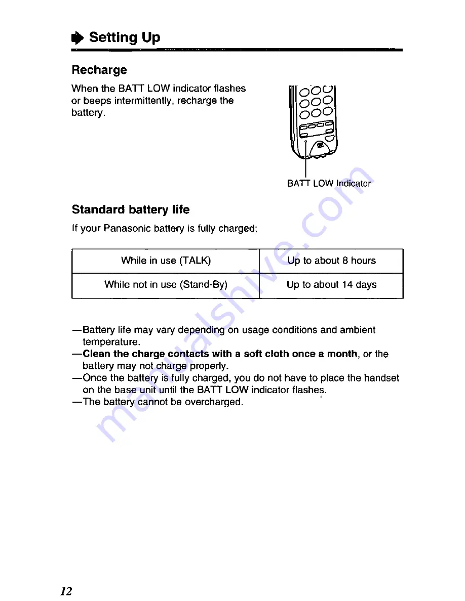 Panasonic KX-T4109-B Скачать руководство пользователя страница 12