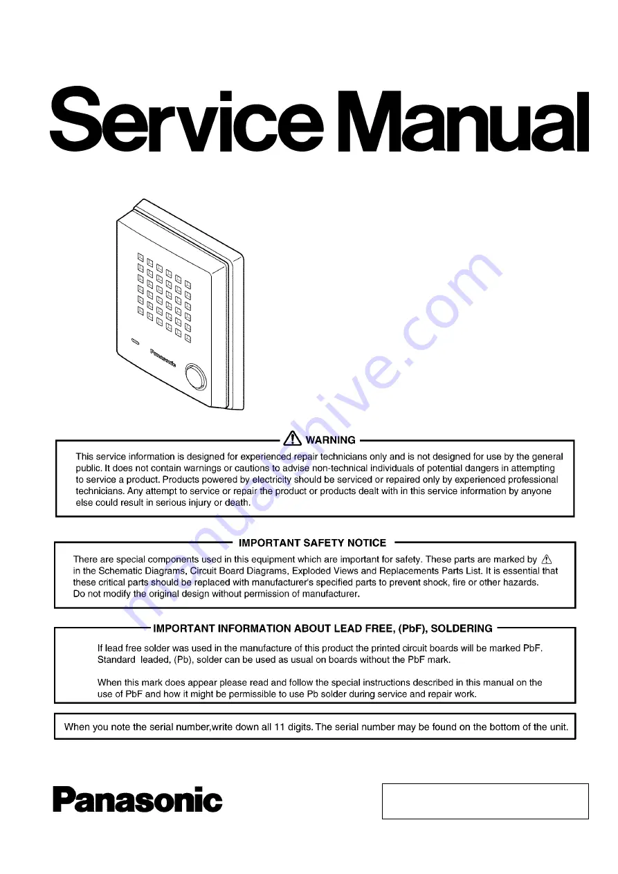 Panasonic KX-T7765X Service Manual Download Page 1