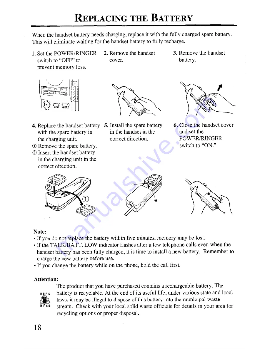 Panasonic KX-T7880 - Cordless Phone - 900 MHz Reference Manual Download Page 22