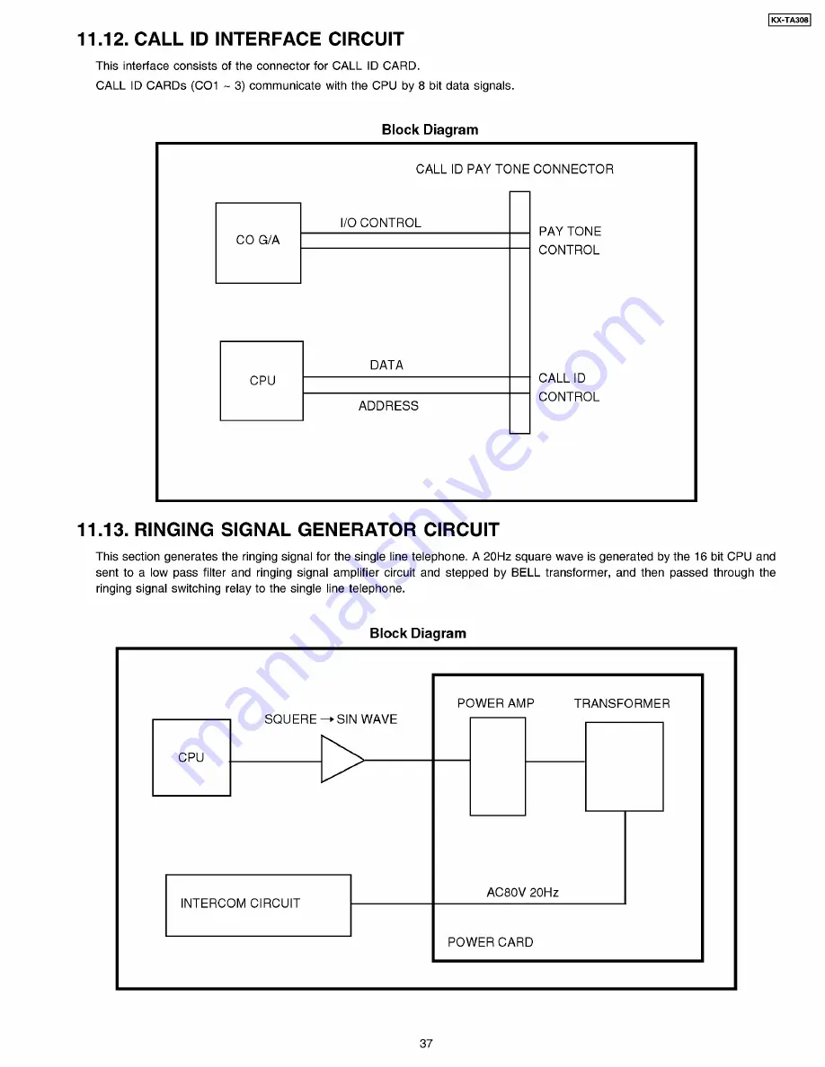 Panasonic KX-TA308 Скачать руководство пользователя страница 37