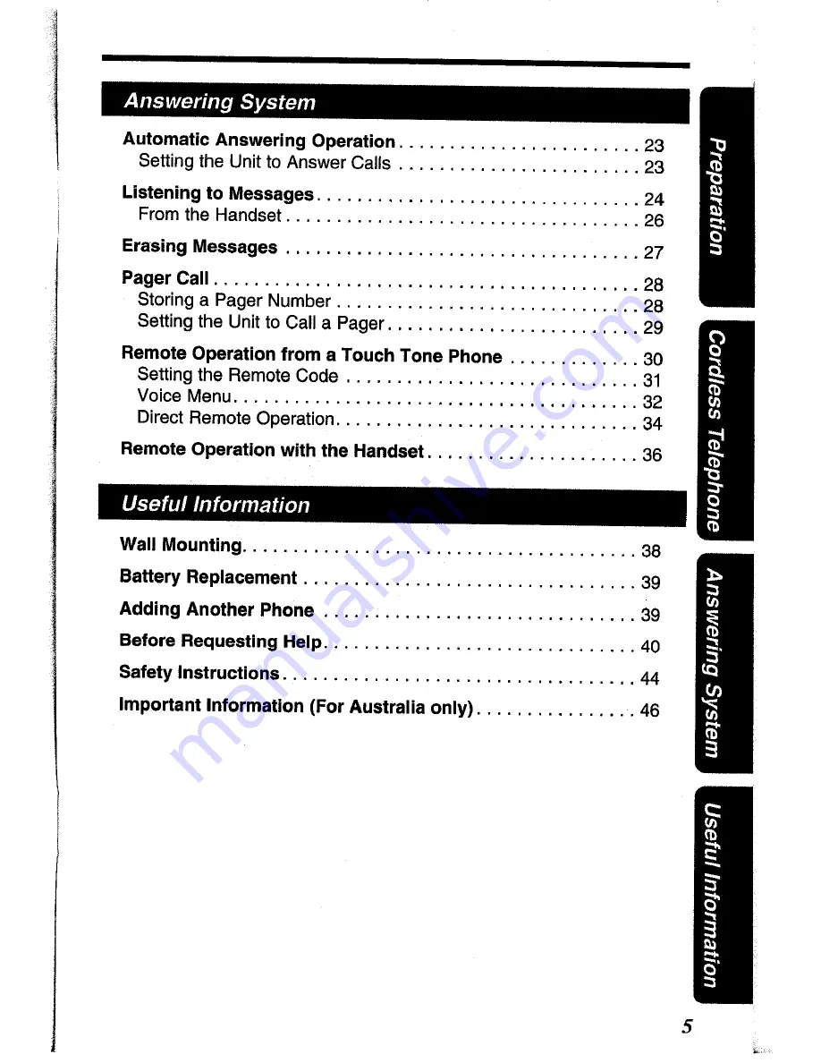 Panasonic KX-TC1045ALW Operating Instructions Manual Download Page 5